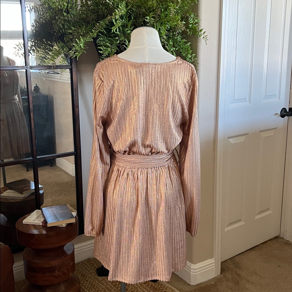 *BRAND NEW * Elegant Metallic Copper Long-Sleeve Dress - Picture 4 of 4
